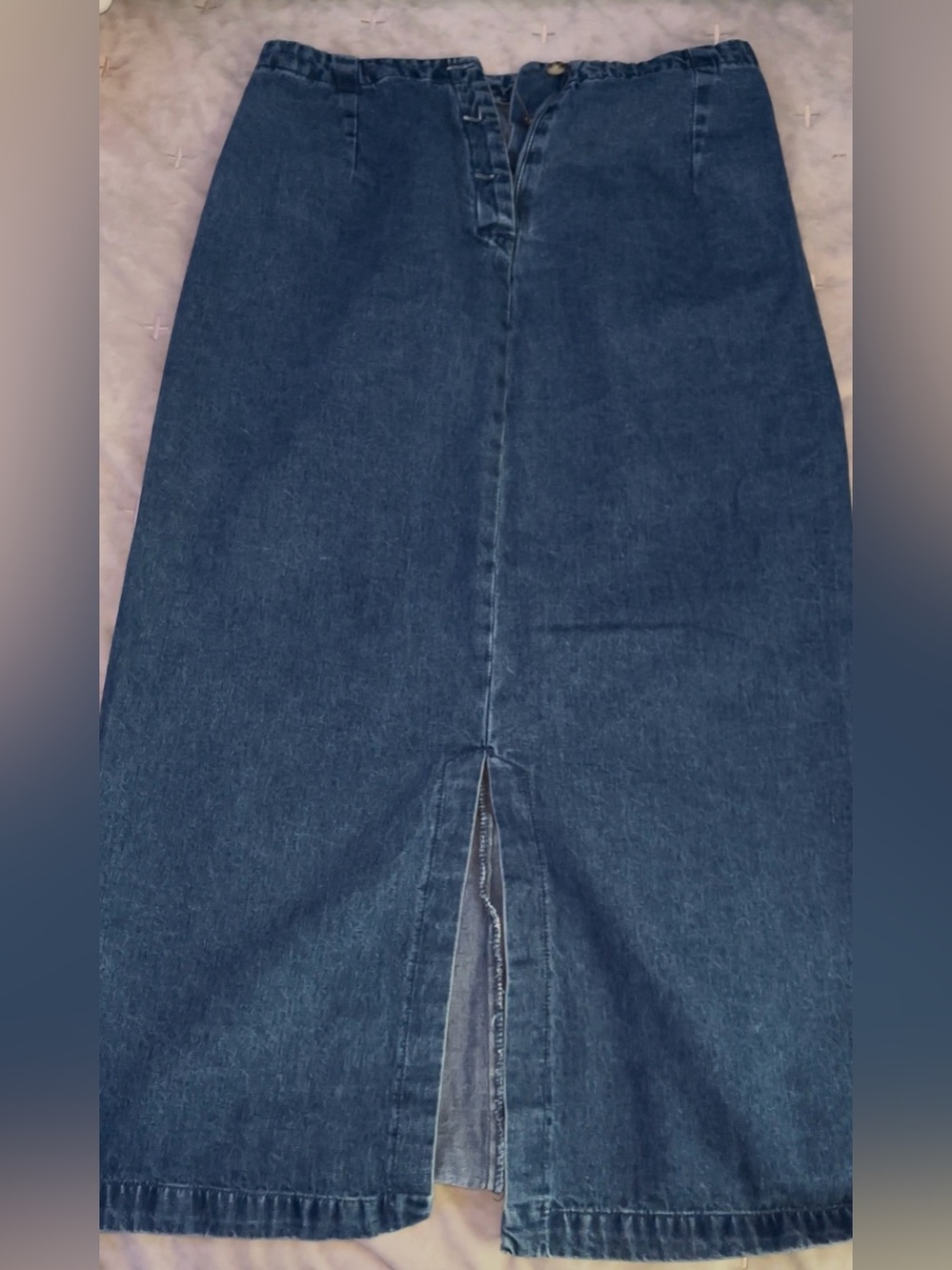 Eddie Bauer Dark Blue Denim Maxi Skirt with Center Seam